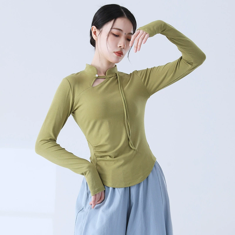 Modern base body-friendly retro cheongsam, sports clothing, long-sleeve, Chinese style