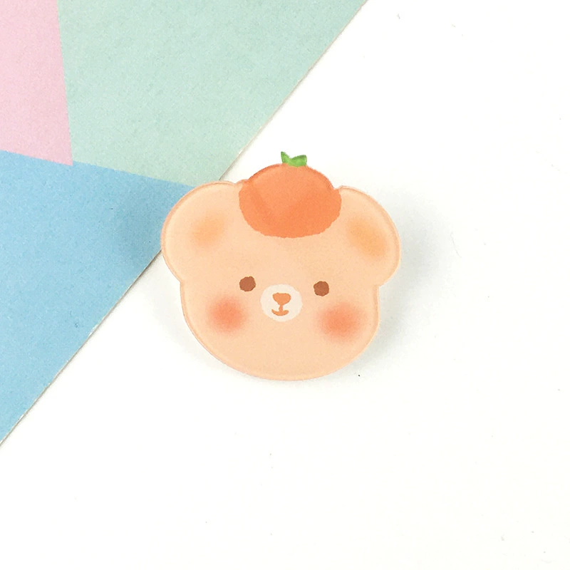 Acrylic Badge Pin Cute Bear Brooch, 3 cm Charming Cartoon Design, lightweight 0.003 kg