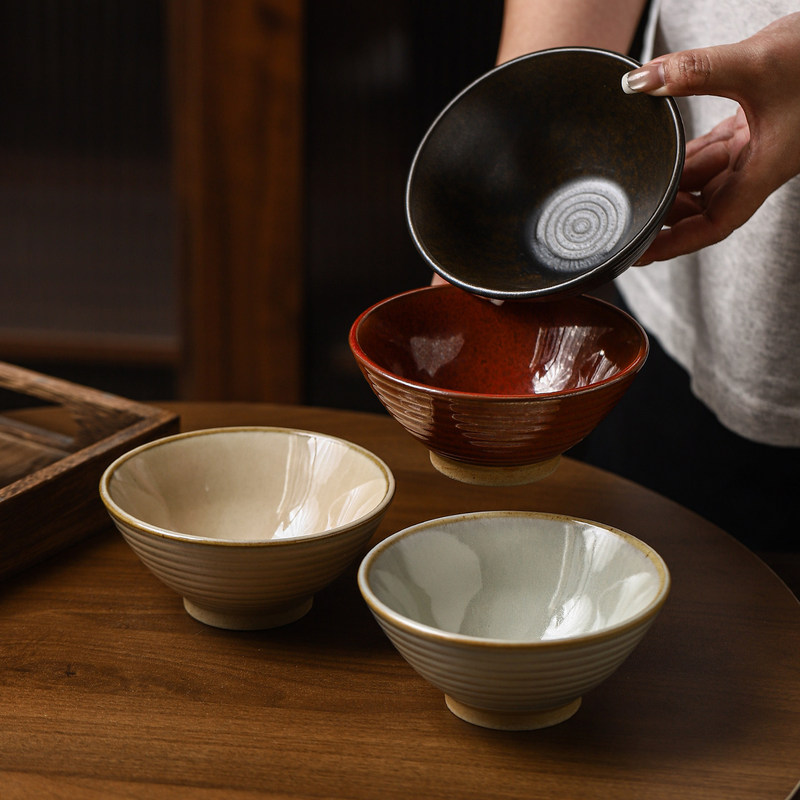 Japanese-Style Retro Ceramic Bowl for Home Use, Rice Bowl, Ice Cream Bowl, Attractive Dining Bowl, Dessert Bowl, Conical Bowl Japanese-Style Retro Ceramic Bowl for Home Use, Rice Bowl, Ice Cream Bowl, Attractive Dining Bowl, Dessert Bowl, Conical Bowl