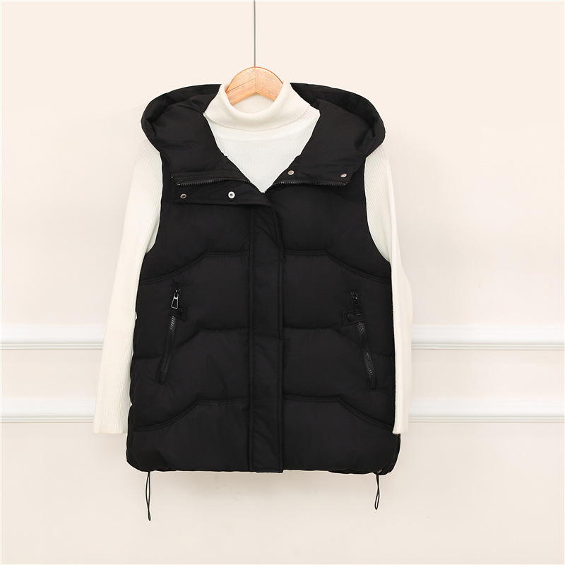 Comercio exterior algodón chaleco de invierno de otoño nuevo estilo coreano suelto medio largo encapuchado sin mangas algodón hombro de camisa de moda image 4