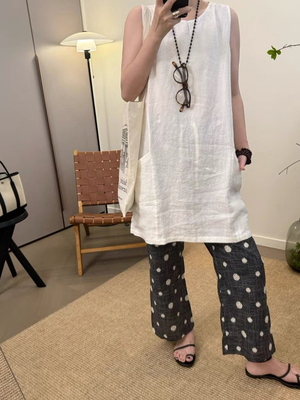 韩系薄款波点刺绣全棉微喇叭休闲裤女秋季新款裤子高腰通勤九分裤|undefined