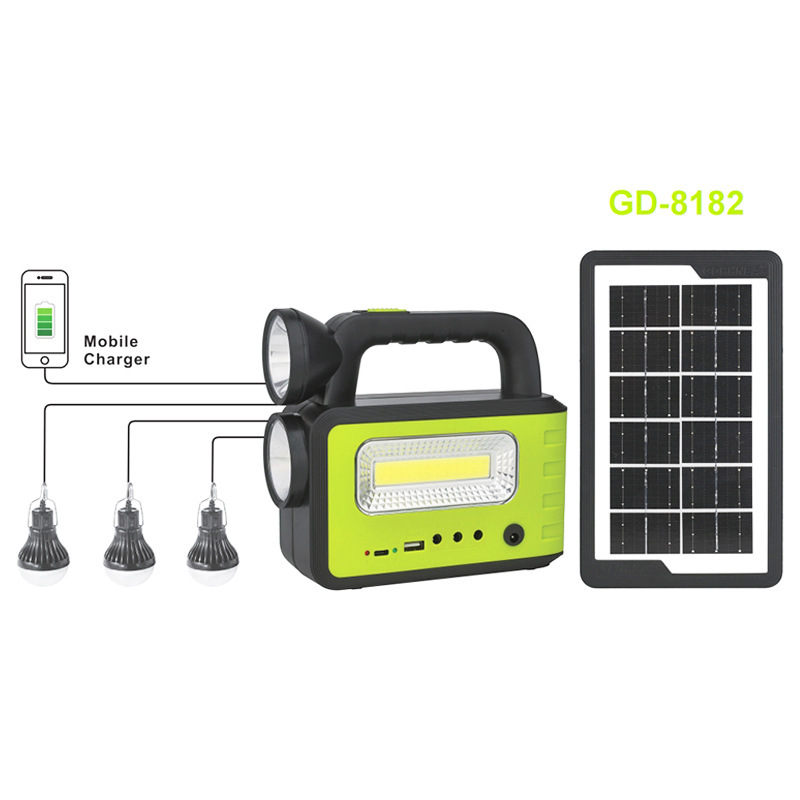 Sistema solar de iluminación de camping al aire libre multifuncional de emergencia doméstica carga portátil de ahorro de energía proyector al por mayor