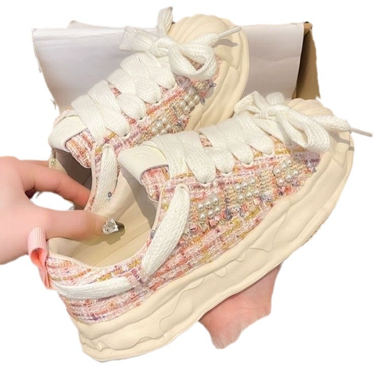 Pequeño viento de fragancia versátil conchas de base gruesa cabeza de disolución zapatos mujeres 2024 primavera nuevos zapatos deportivos casuales zapatos mendigos NV