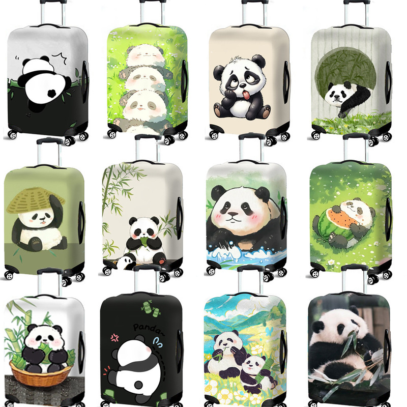 Cross-border Guofeng Panda Elastic Luggage Case Luggage Case Protective Cover Universal Wheel Luggage Case Luggage Jacket Dust Cover