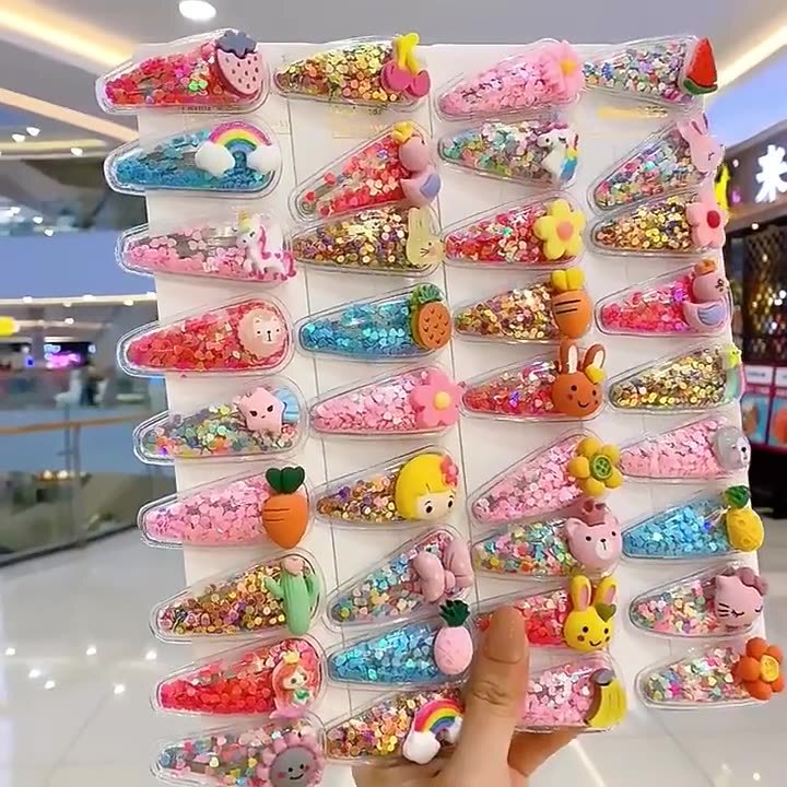 Wholesale children quicksand clip fashion South Korea children hairpin sweet BB hair pin cute fruit animal baby accessories