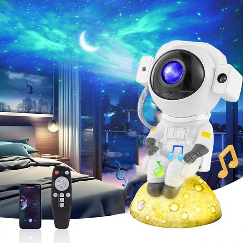 Astronaut Bluetooth starry sky projector lamp USB full-color star and moon white noise astronaut laser atmosphere night light