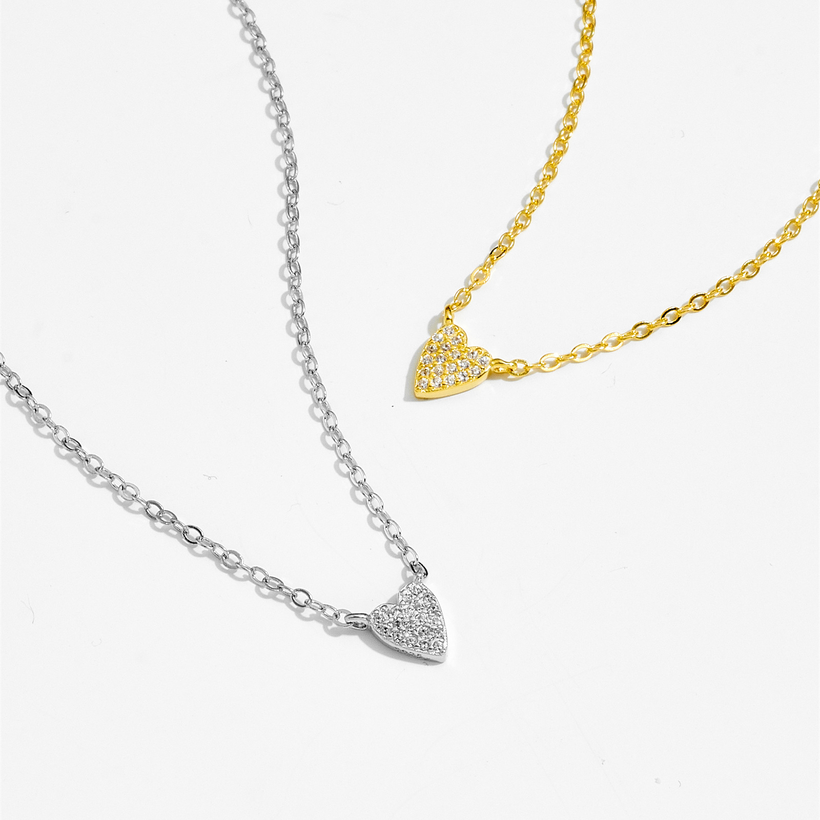 Holiday, Daily Occasion 925 Sterling Silver Material 925 Sterling Silver Rhinestones Inlay Solid Color Pendant Necklace