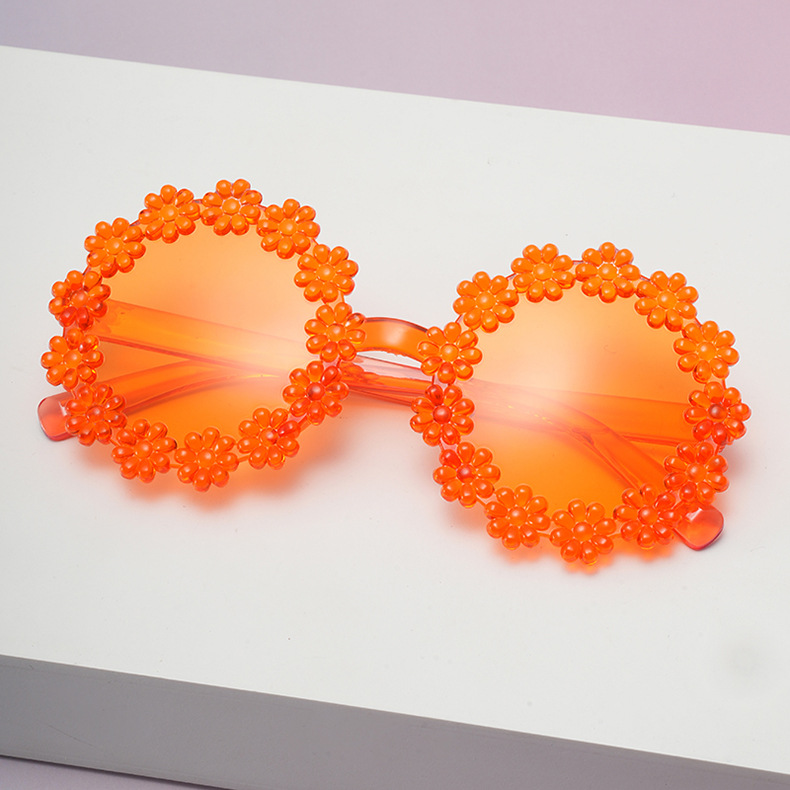 2026 nuevas gafas de sol de margarita para niños gafas de pétalos de marco redondo lindas bebés fotos gafas de sol UV