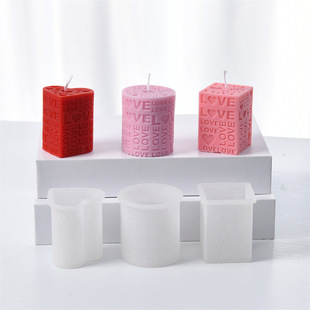 New Geometric Heart Love Silicone Candle Mold Square Round Aromatherapy Column Wax Couple Wedding Souvenir Mold