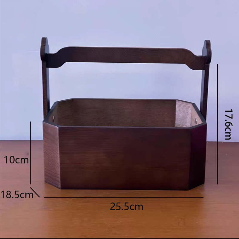 Nuevo estilo chino de bambú de doble capa de mano cesta de flores tejida a mano cesta de arreglos florales cesta de frutas de embalaje