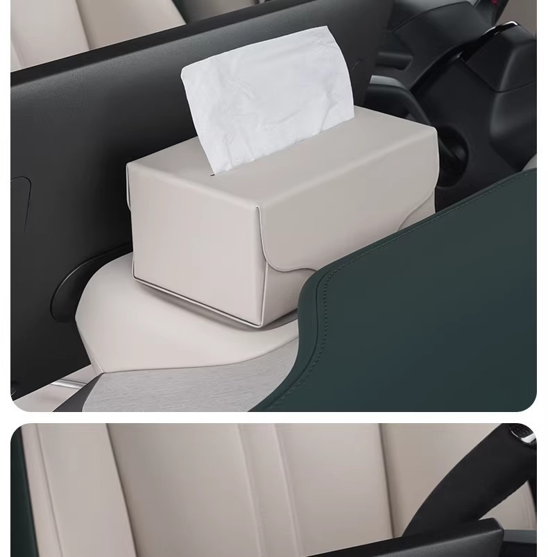Suitable for Xiaomi Yu7/Su7 Magnetic Car Tissue Box, Dashboard Leather Foldable Tissue Holder, One-Piece Design