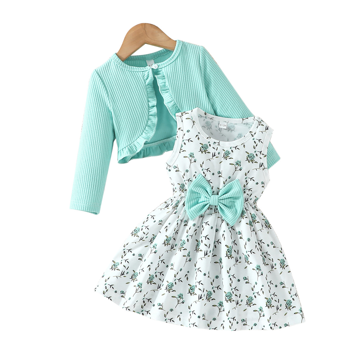Nuovo vestito autunnale floreale versione coreana per bambini, gonna con fiocco occidentale, giacca a maniche lunghe_voghion.com