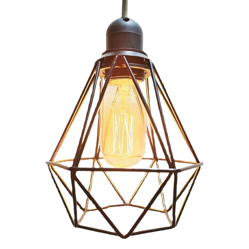 Moda y moda retro alambre de hierro forjado iluminación malla hueca estilo industrial hogar simple cubierta de lámpara de hierro forjado