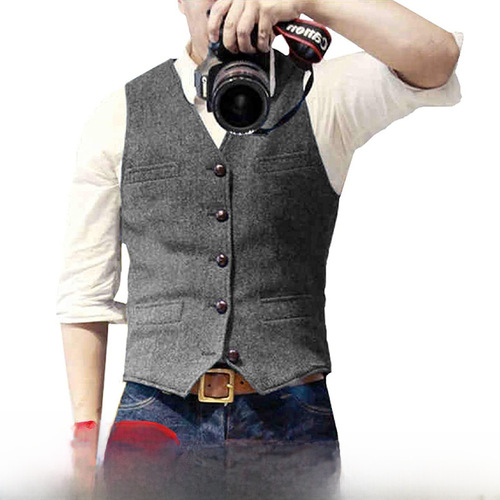 Men's vest Amazon bestseller herringbone vest light business casual English style back vest manufacturer