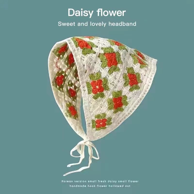 [Liquidación de precio de fábrica] Versión coreana de la bufanda triangular hueca de crochet de punto femenino dulce y lindo sombrero de pañuelo de flores de estilo femenino