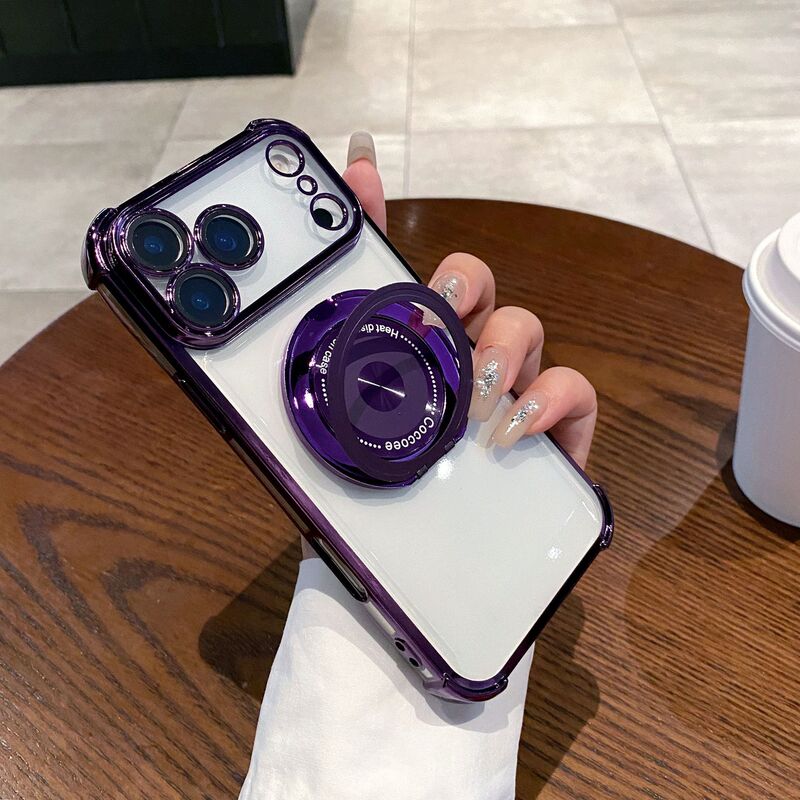 适用iPhone17promax四角防摔手机壳360旋转磁吸支架苹果16保护套|undefined
