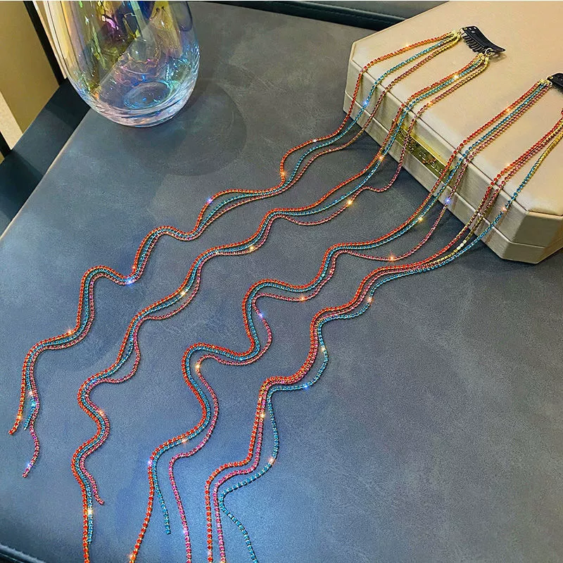 Цепочка со стразами грязная тесьма веревка для волос TikTok в том же стиле флэш-Алмазная цепочка шпилька головной убор с кисточкой шпилька темперамент плетеная цепочка для волос