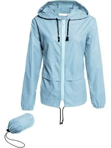 Amazon Women's Zipper Hoodie Lightweight Outdoor Hiking Rainproof Jacket Jacket Sports Casual Versatile
