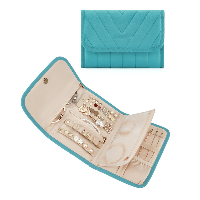 Nueva bolsa de almacenamiento de joyas, caja de viaje, carpeta, libro de almacenamiento con bolsillo transparente, caja de almacenamiento con cremallera, primera