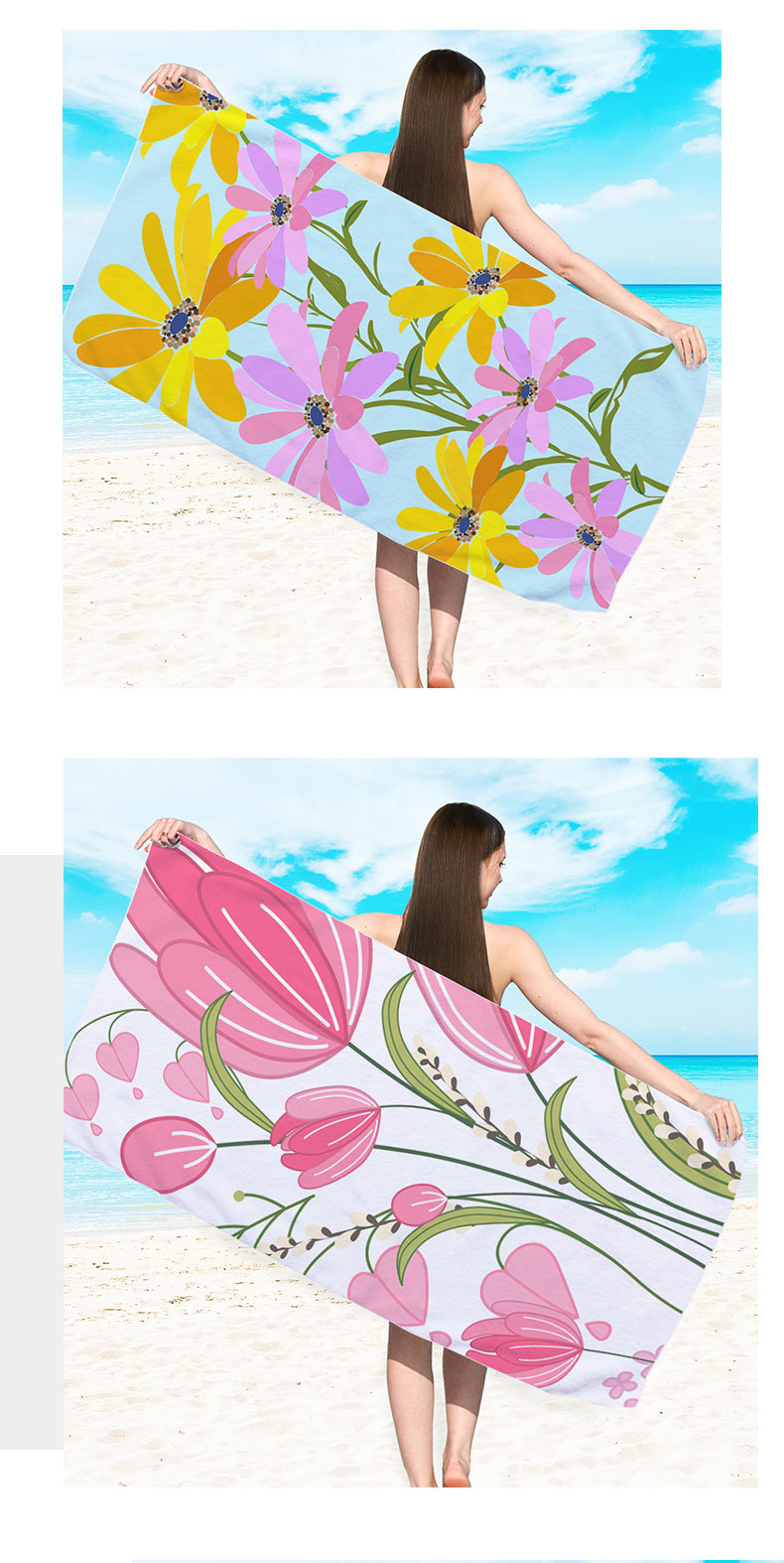 Fashion Leaf Heart Shape Flower Beach Towels display picture 2