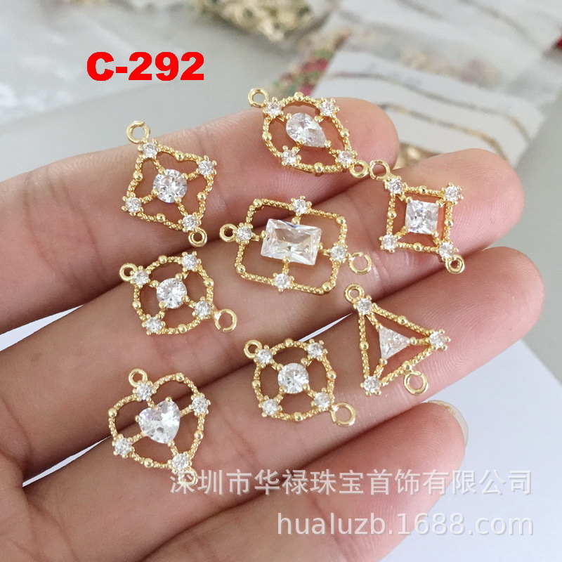 Copper white triangle with zircon drop-shaped
