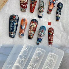 网红高透模具青花瓷国风瓶器茶壶DIY浮雕立体硅胶指美甲饰品装饰
