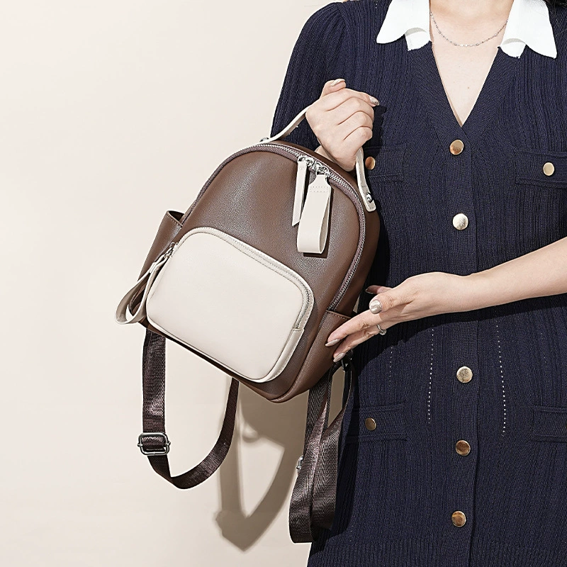 Fashionable backpack, capacious shoulder bag for traveling for leisure, genuine leather, high-quality style