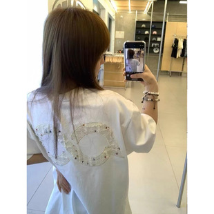 2024 New Letter Short-Sleeved T-Shirt Women's Summer Loose Oversize Preppy Style Couple Casual Versatile Tops