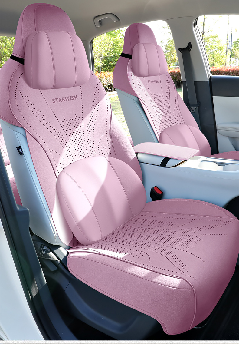 2025 New Geely Xingyue Special Seat Cushion, All-Season Universal Half-Covered Suede Breathable Perforated Saddle Seat Cover