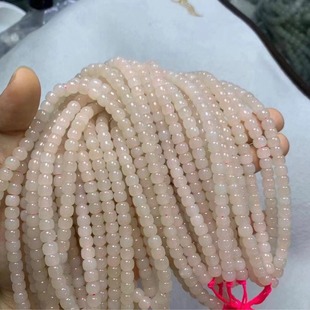 Hetian jade lotus root pink color 5 × 6mm old bead bracelet diy Jade round bead bracelet 108 beads jewelry