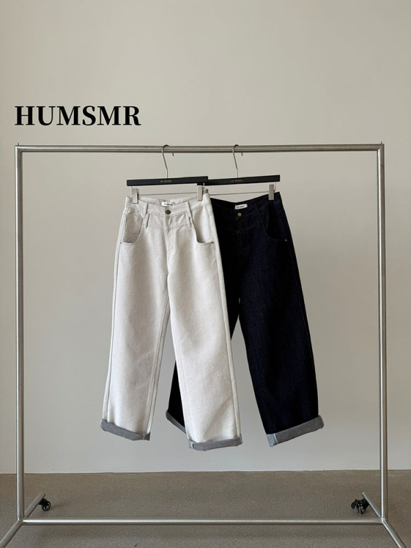 广州十三行HUMSMR秋上新复古高腰阔腿牛仔裤N228|undefined