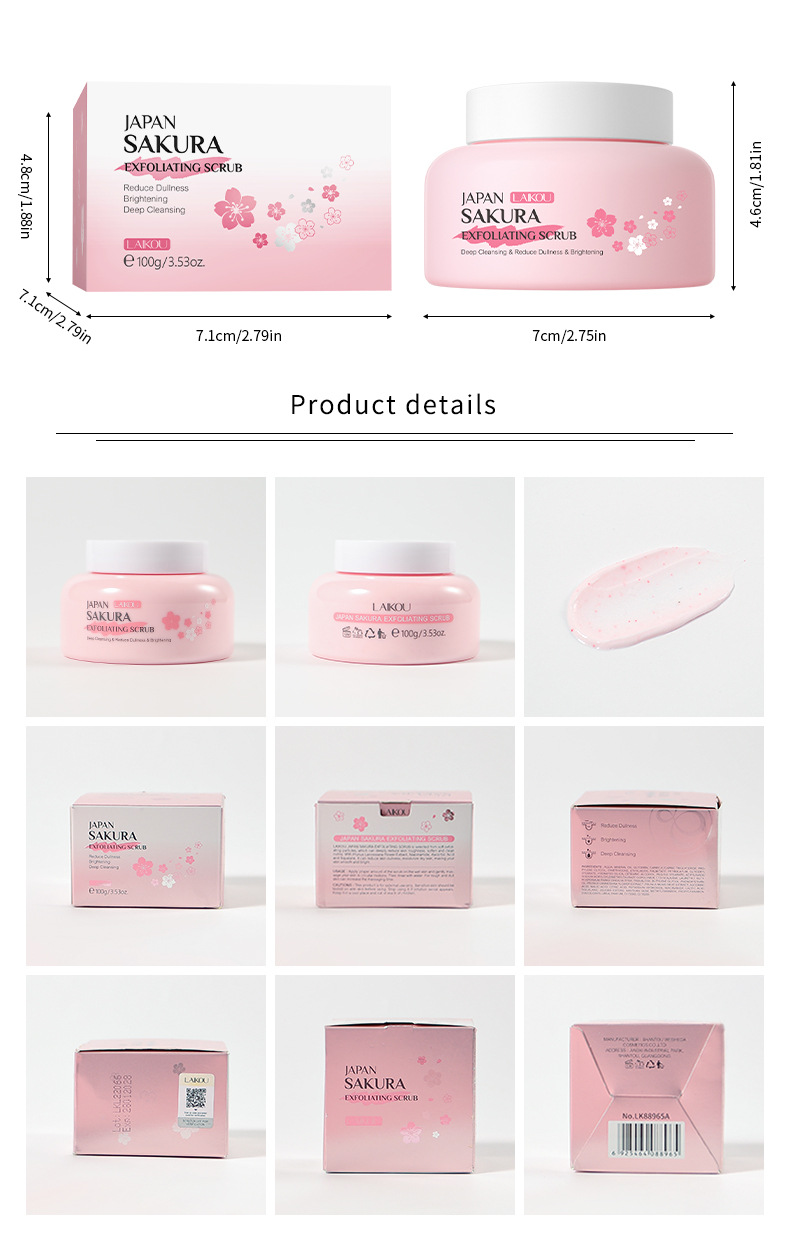 Wholesale of cross-border Laicome Japanese Cherry Blossom Scrub 100g Body Exfoliating, Hydrating and Moisturizing Cream undefined