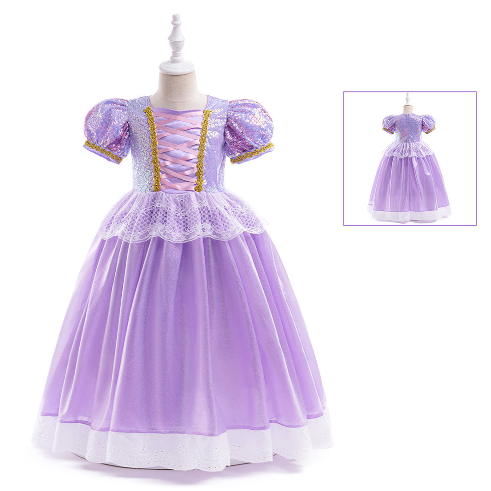 Amazon Cosplay vestido de princesa de pelo largo europeo y americano nuevo vestido de las niñas danza fiesta rendimiento ropa
