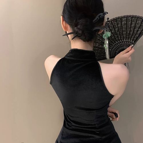 New Chinese style sandalwood tassel hairpin for women summer antique cheongsam hairpin plate hairpin rocking niche wooden peachwood hairpin