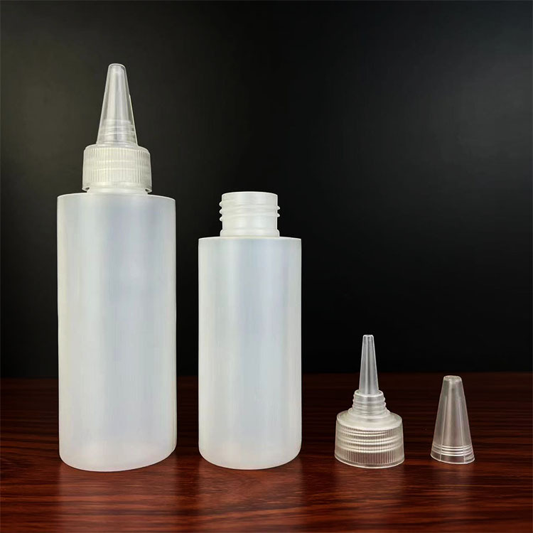 批发100 200500ml毫升挤压尖嘴瓶半透明PE液体分装瓶颜料瓶调色瓶