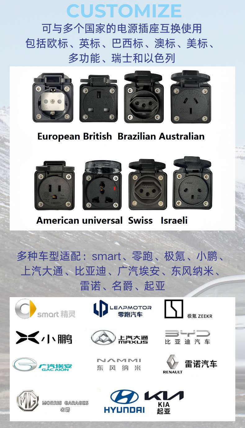 European Standard V2L Adapter for Electric Vehicle Power Output Conversion, Byd Power Adapter