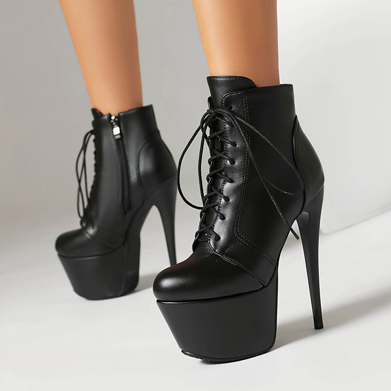 Spring 2024 LAZADA Foreign Trade European and American Style Thick Bottom Fine Heel 40-46 plus size Strap Low Barrel Women's Boots