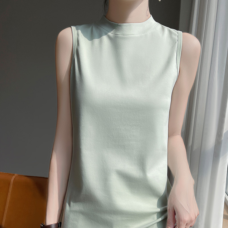 New Pure Cotton Camisole Women's Inner Wear 25 Summer Small Half-High Sports Outer Wear Cut-Sleeved Sleeveless T-Shirt Bottoming Shirt