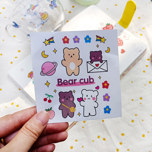 Cartoon sticker cute transparent waterproof phone sticker girl heart diary material handmade DIY decoration PVC sticker