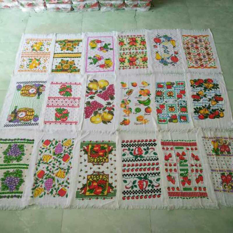 源头货源须边茶巾直边茶巾 可定 做花型多样  出口外贸吸水棉茶巾