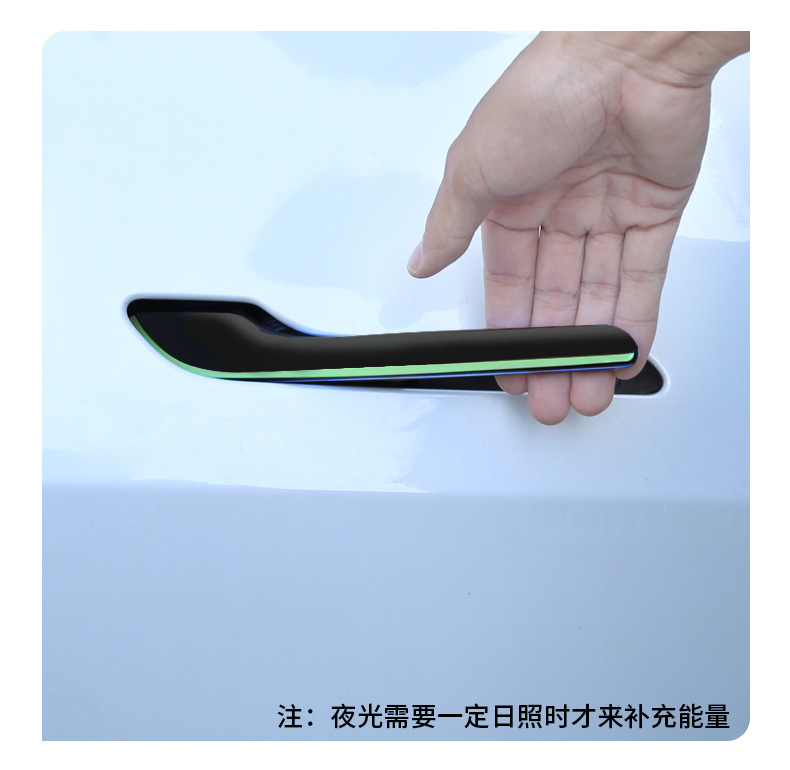Suitable for the Updated Version of Model Y/3/Yl Tesla Door Handle Decorative Stickers, Luminous Anti-Scratch Door Handle Stickers