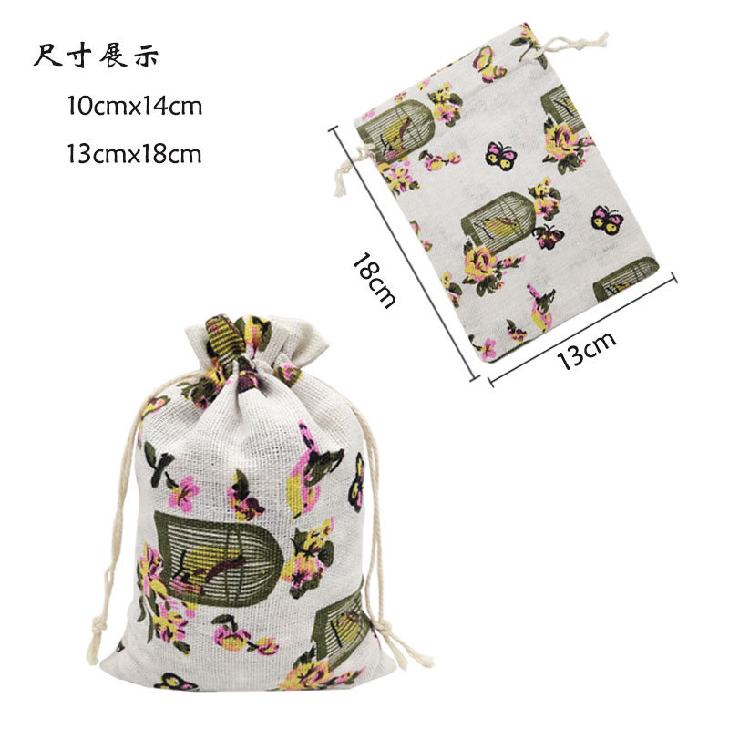 印花棉布束口袋草藥驅蚊包空袋香囊文玩首飾禮品收納袋鳥籠款