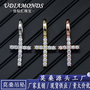 Hot-Selling Fashion Hip-Hop Style 925 Silver Inlaid 2.5mm Moissanite Cross Pendant Jewelry Can Pass through Single Stone Chain