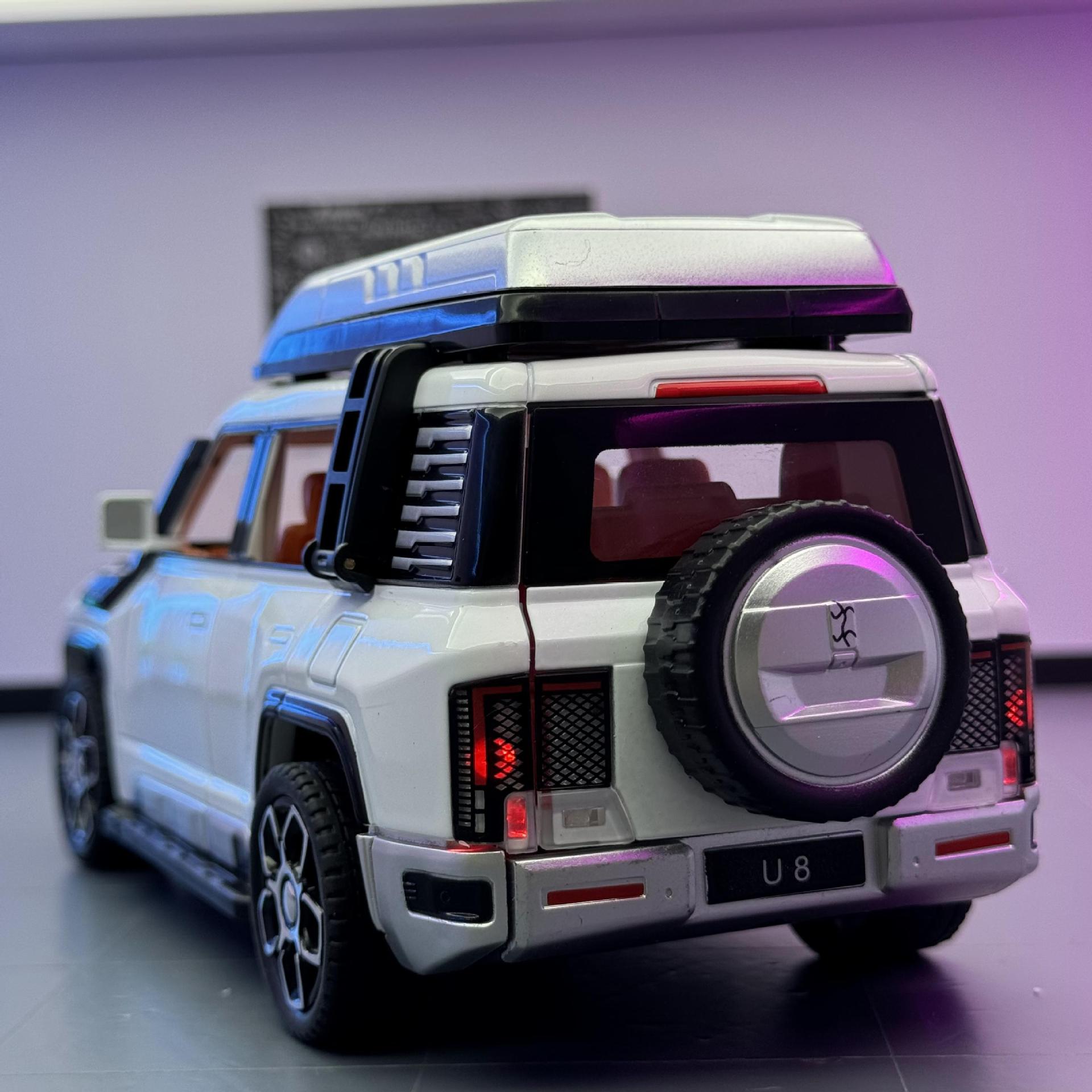 Nuevo modelo de coche de aleación Haodi 1:24 todoterreno U8 versión para jugadores coche de juguete de retroceso con decoración de modelo de luz y sonido