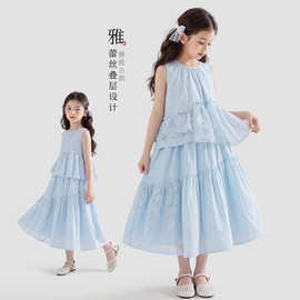 女童韩版无袖蕾丝娃娃衫连衣裙2026新款夏季时髦半身裙中大童裙子