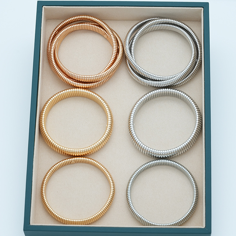 Europe and the United States cross-border heavy industry personality vertical stripe ring bracelet exaggerated retro minimalist bracelet wholesale women