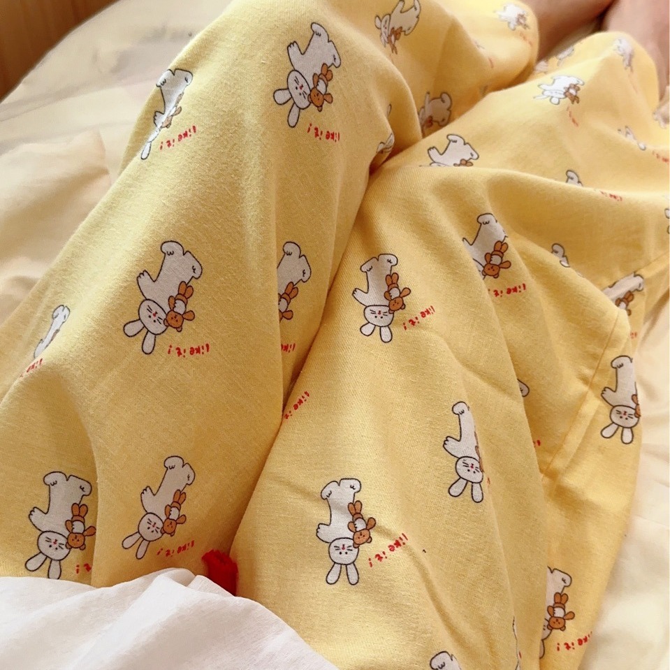 Pijamas sueltos de cereza de manzana de algodón cepillado, pantalones lindos para el hogar