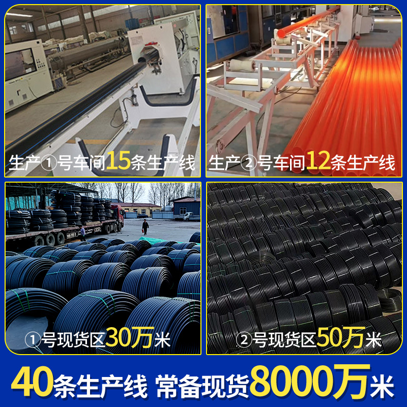 PE water supply pipe manufacturer 110 large-diameter tap water pipe for water supply, drainage, land