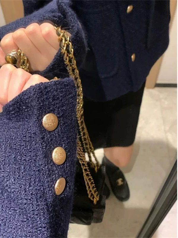 Длинный рукав осенний куртка в стиле французского ретро, стиль Chanel, оверсайз, свободный покрой