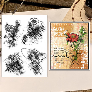 Cross-Border Dropshipping Yixuan Retro Red Flower Transparent Silicone Seal Handbook Card Decoration Transparent Seal Pattern Wholesale